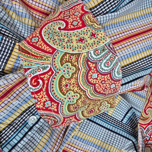 Robert Graham Striped Paisley Multi Color Button Down Shirt Size L - Picture 6 of 11